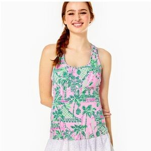 Lilly Pulitzer Mina Bra Tank UPF 50+ Mandevilla Baby Always Worth It XS EUC